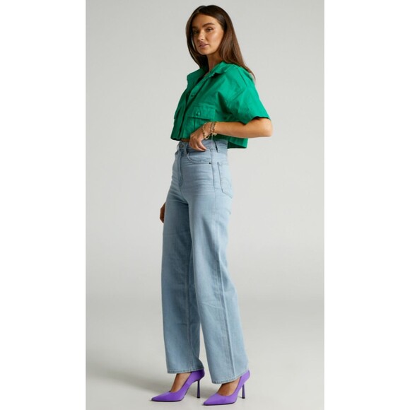 Levis Premium Womens High Loose Denim Jeans Blue Straight Wide Leg Baggy New - Picture 5 of 15